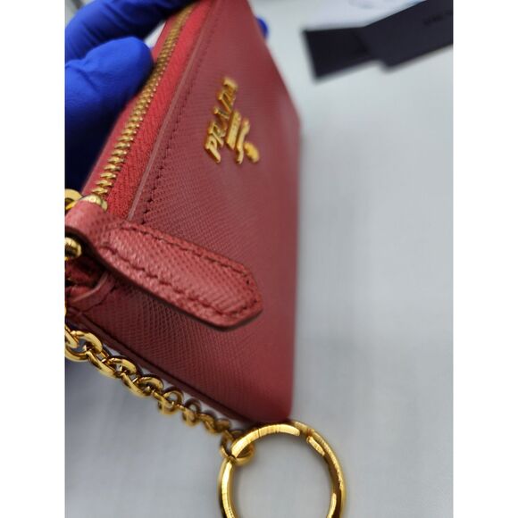 PRADA Saffiano Metal Zip Around Key Holder - Peonia - Picture 7 of 10